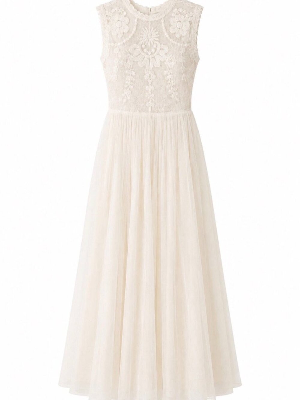 Zara 100% Cotton Ivory Crochet Lace Boho Maxi Dress Runs Small Tagged L Fits M - Picture 5 of 7